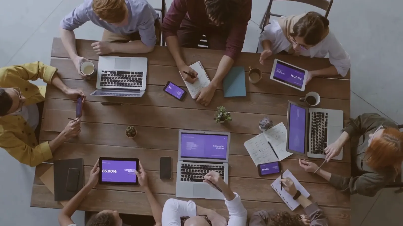 Team collaborating across offices